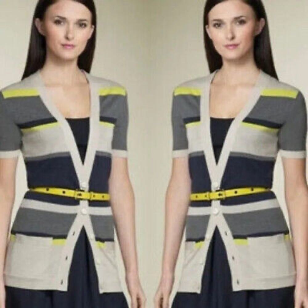 Theory Gwyneth Striped Long 100% Micro Wool Tunic Lightweight Sweater Size‎ S